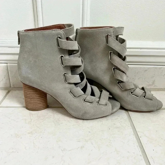 Anthropologie Jeffrey Campbell Salazar shooties boots heels gray suede 37 7 - Picture 7 of 17